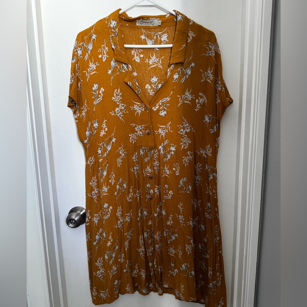 Floral Mustard Mini Dress